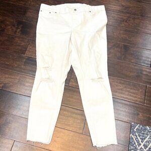 HUE White Distressed Jeggings Denim Leggings XL